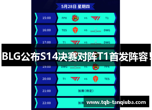 BLG公布S14决赛对阵T1首发阵容！