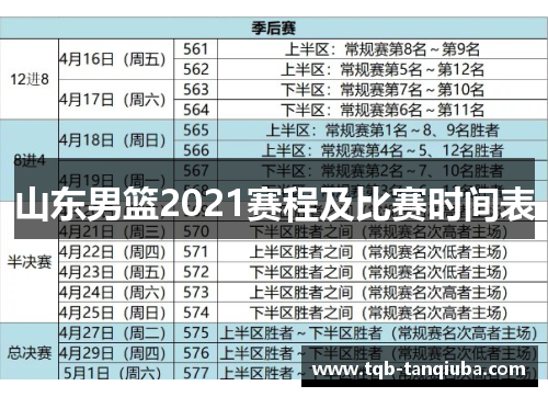 山东男篮2021赛程及比赛时间表